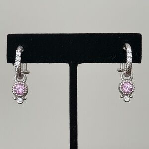 Judith Ripka Vintage CZ and Pink Quartz Earrings